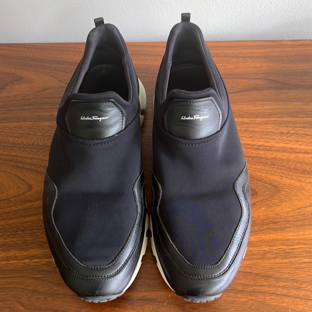 Salvatore Ferragamo black sport slip on shoes. Casual